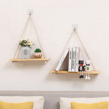 Load image into Gallery viewer, Wall Hanging Shelf Wood Rope Swing